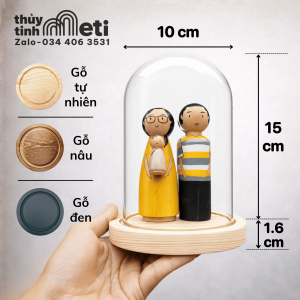 Chụp thủy tinh đế gỗ 10x15