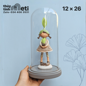Chụp thủy tinh đế gỗ 12x26
