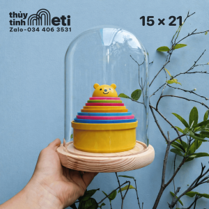 Chụp thủy tinh đế gỗ 15x21