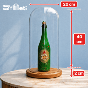 Chụp thủy tinh đế gỗ 20x40