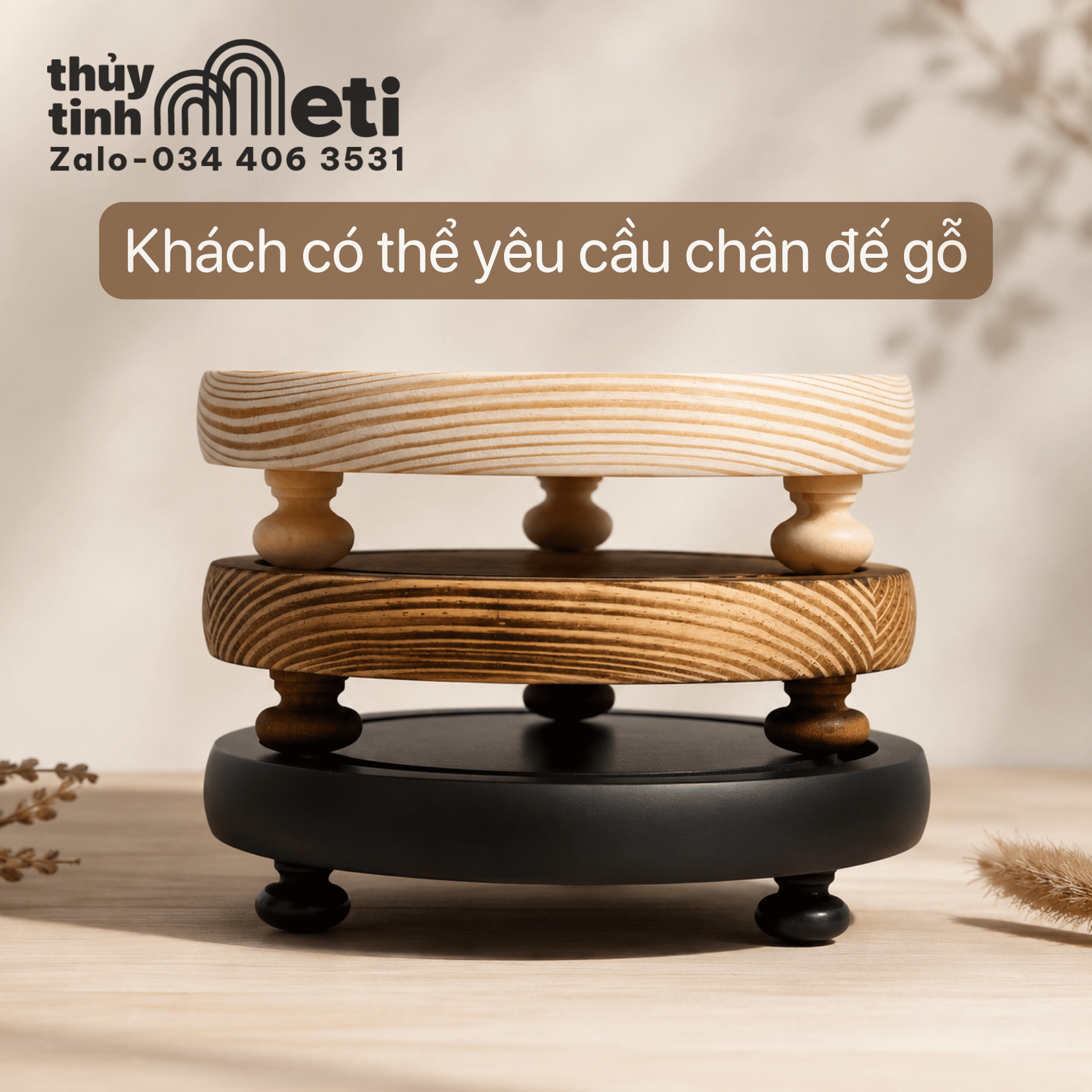 Đế gỗ chụp thủy tinh Đế gỗ chụp thủy tinh