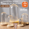 Chụp thủy tinh đế gỗ đèn led chìm 18cm