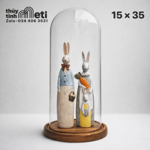 Chụp thủy tinh đế gỗ 15x35