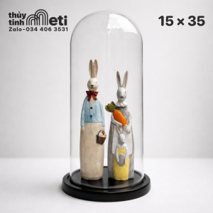 Chụp thủy tinh đế gỗ 15x35