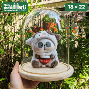 Chụp thủy tinh đế gỗ 18x22