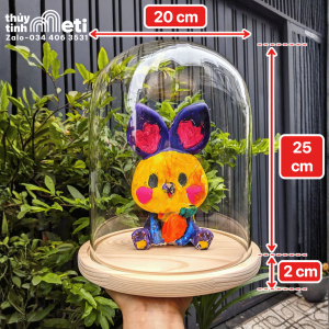 Chụp thủy tinh đế gỗ 20x25