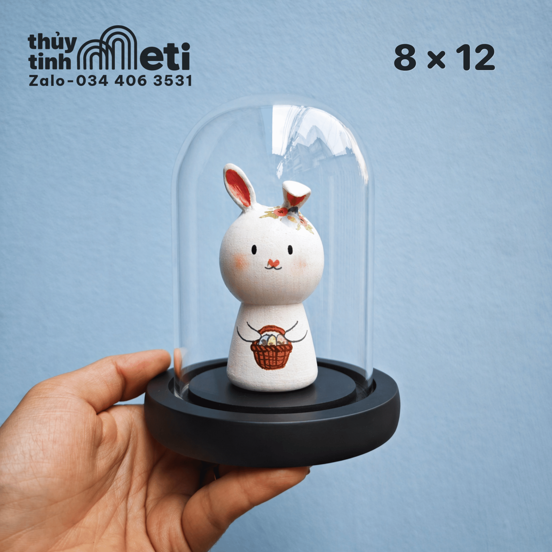 Chụp thủy tinh đế gỗ 8x12 (3) Chụp thủy tinh đế gỗ 8x12