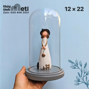 Chụp thủy tinh đế gỗ 12x22