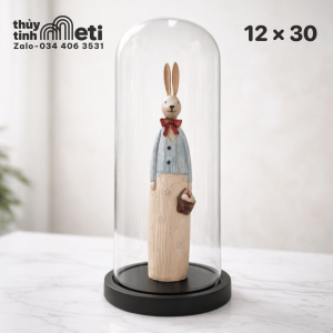 Chụp thủy tinh đế gỗ 12x30