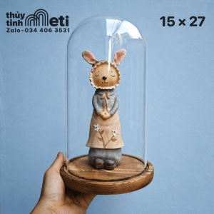 Chụp thủy tinh đế gỗ 15x27