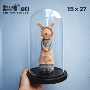 Chụp thủy tinh đế gỗ 15x27